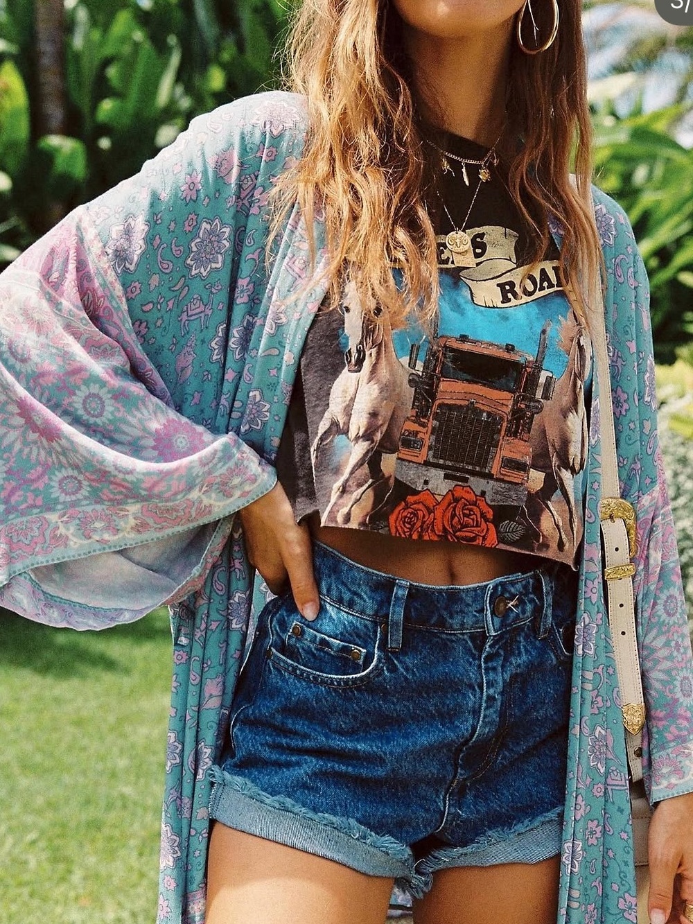 Spell Asymmetrical Maxi Skirt in Aqua and Lavender Paisley